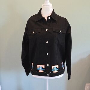Las Olas Women's Medium/Large Black Denim Jacket with Lady Vols Embroidery